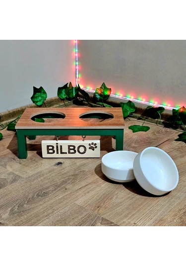 Tekir Store Özel İsimli Kedi & Köpek Mama Su Kabı Seramik Kase İkili