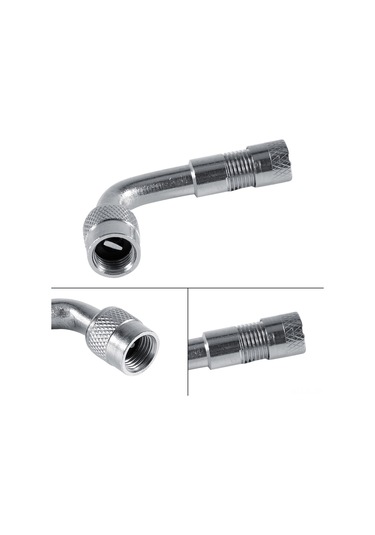 Lemestar Oto Ve Motosiklet İçin Gümüş Nikellyi 90 Vana Uzatma Borusu - Basınç Kontrolü Ve Hava Doldurma Kolaylığı Sağlar