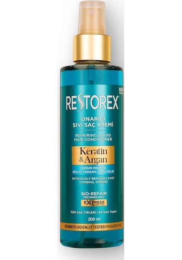 Restorex Keratin & Argan Onarıcı Sıvı Saç Bakım Kremi 200 Ml - Yıpranmış Ve Hasar Görmüş Saçlar