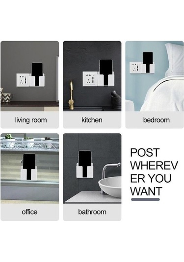 Beyaz Yumruksuz Braket Uzaktan Kumanda Cep Telefonu Şarj Duvara Monte Kutu Duvara Monte Saklama Kutusu Cep Telefonu Depolama Rafı