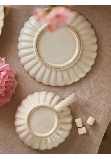 Roomi Seramik Çay Takımı 250 Ml, Fincan Ve Tabak Seti 168297816 Açık Kum Rengi