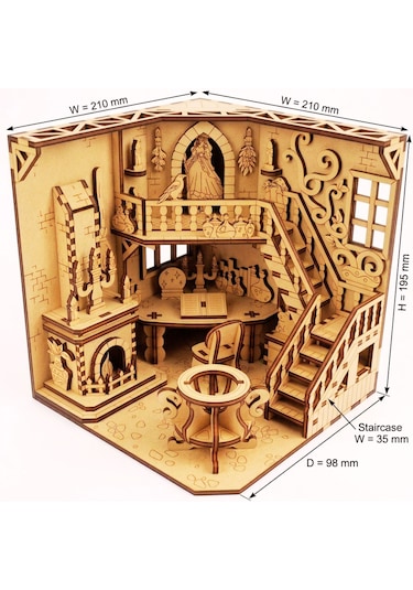 Peri Evi Ahşap Maket Seti Dıy Miniatür Büyülü Peri Evi Peri Led Hediye 3d Puzzle