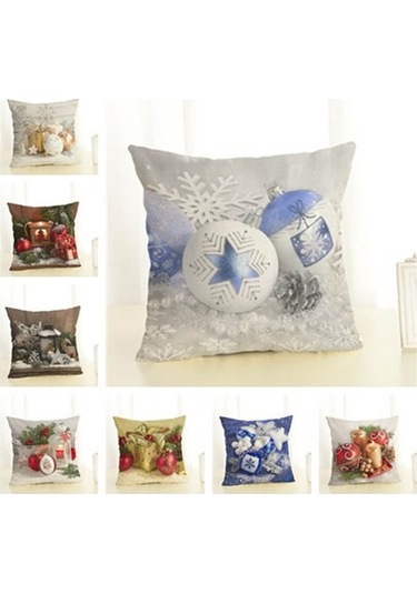 Noel Dekorasyonu Pamuk Ve Keten Yastık Ofis Ev Yastığı Yastık Olmadan, Boyut: 45x45cm Kırmızı Hediye