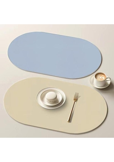 Masa Placemat Kaymaz Isıya Dayanıklı Su Geçirmez Mutfak Yemek Placemat Sahte Deri Bardak Altlığı Ev Tedarik Mavi