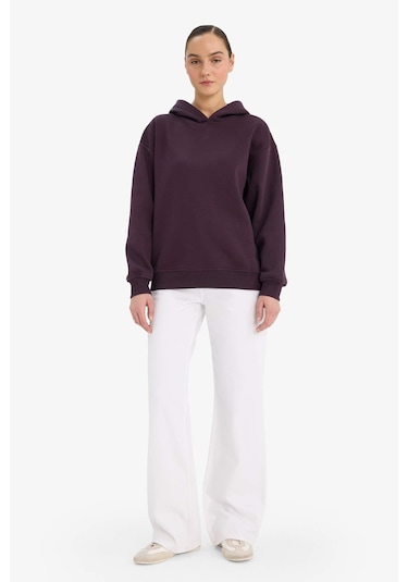 Defacto Relax Fit Kapüşonlu Basic Düz Kalın Sweatshirt D9935ax25wnpr38 Mor-pr38 Defacto Relax Fit Kapüşonlu Basic Düz Kalın Sweatshirt D9935ax25wnpr38 Mor-pr38