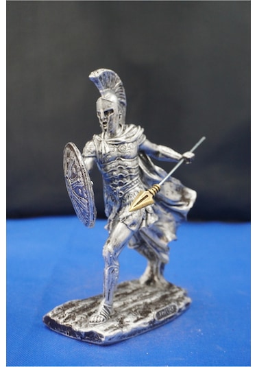 Mitolojik Tasarım Achilles Aşil - Ev Ofis Dekoratif Hediyelik Aksesuar 28 Cm Gümüş