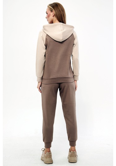 Trendhill Kadın Açık Kahve Modal Scuba Eşofman Takım Edy5542ak Açık Kahverengi