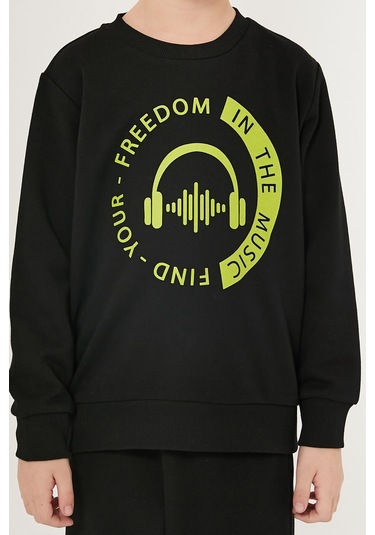 Rolypoly Find Your Freedom İn The Music Siyah Erkek Çocuk Eşofman Takımı Siyah