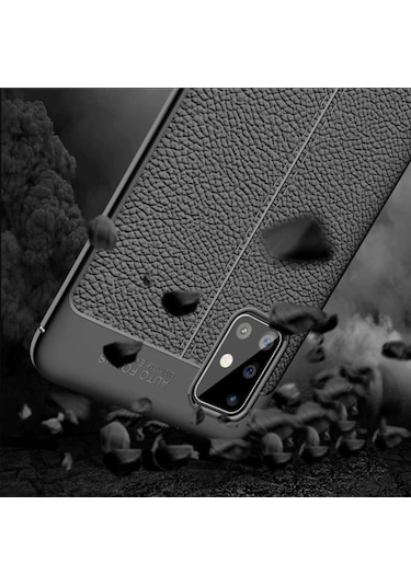 Samsung Uyumlu Galaxy A71 Kamera Korumali Deri Görünümlü Silikon Kilif 402642257