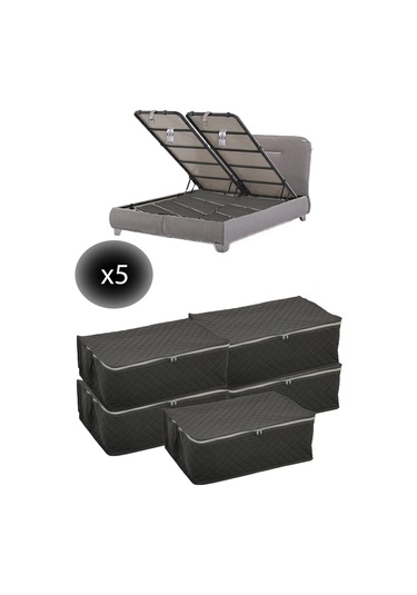 Adarya Home 5 Adet Bazaaltı Hurç 60 x 40 x 22 - Büyük Boy Baza Hurcu -  Gri