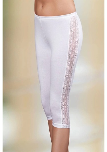 Kadın Yanı Dantelli Tayt B890 Beyaz