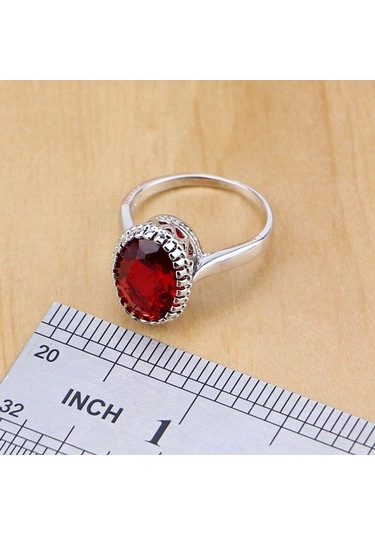 Pomoiii Doğal 925 Gümüş Takı Kırmızı Birthstone Charm Takı Setleri Kadın Küpe/kolye/kolye/yüzük/bilezik Gökyüzü Mavisi 6