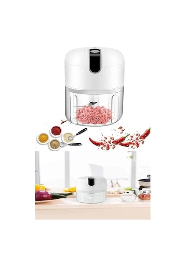 Qianfan Sarjlı Mini El Rondosu Çelik 3 Bıçaklı 250 Ml Hazneli