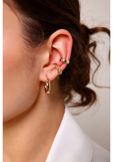 Gold Sarmal Earcuff Set Çok Renkli