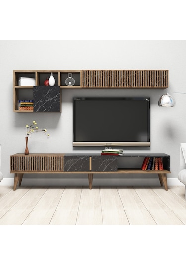 Variant Milan Tv Ünitesi - Ceviz / Siyah Mermer