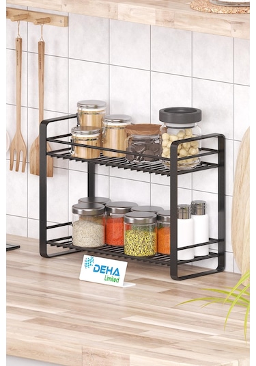 Masa Tezgah Üstü Düzenleyici Metal Organizer Raf Banyo Mutfak Rafı Baharatlık Makyaj Standı