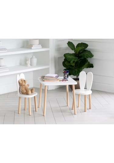 Bee Smart Ms-11 Beyaz Naturel Masa Sandalye Seti 1 Masa 2 Sanda BEESMART.010 Diğer