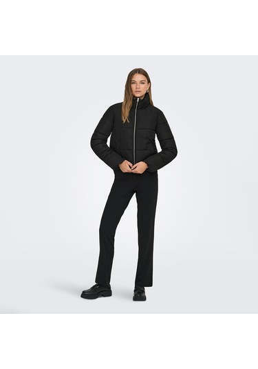 Jacqueline De Yong Newerica Life Short Padded Kadın Siyah Dik Yaka Ceket Siyah