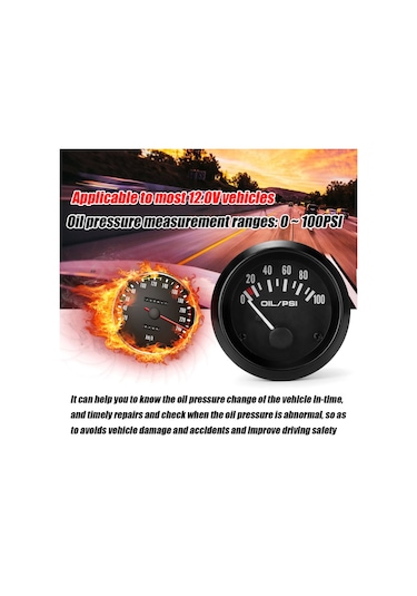 Lemestar Otomobil Yağ Basınç Ölçer Yeniden Takma 52mm Otomobil Yağ Basınç Aleti 0 100psı