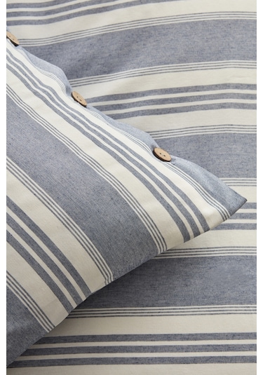 Karacahome Sarah Anderson Rosery İpliği Boyalı Çift Kişilik Nevresim Takımı Mavi