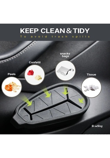 Fastbuy Topnotch Tesla Model 3 Araç Çöp Kutusu Kapaklı Siyah Dayanıklı Plastik İç Aksesuarı Siyah Siyah