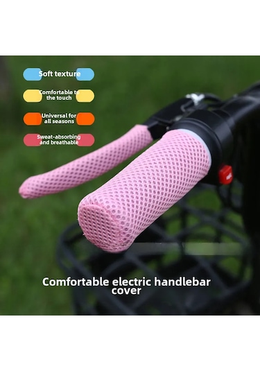 Geeksen Yazlık Buz İpi Motosiklet Eldiveni - Elektrikli Bisiklet, Tricycle Tutamak Kılıfı - Ter Emici, Havalandırıcı - Evrensel Uyum Kırmızı, 2 Tutamak + 2 Fren Kılıfı