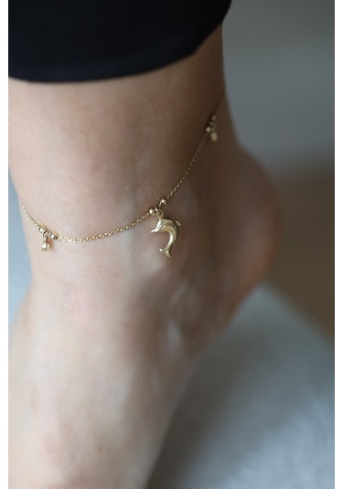 Yenigün Kuyumculuk 14 Ayar Altın Yunus Detaylı Sallantılı Halhal Blk33605