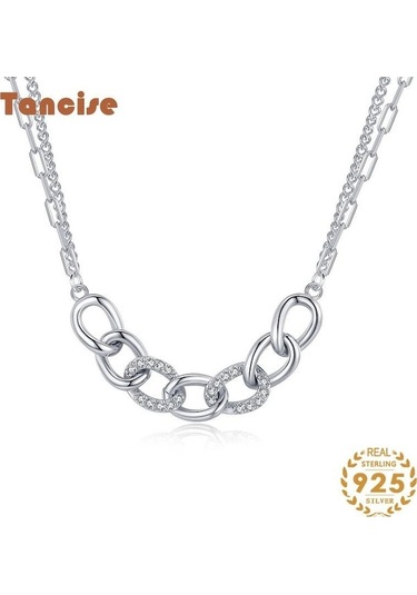 Novahub Gümüş Tancise S925 Gümüş Kolye Kolye Kadın Moda Çok Yönlü Kolye Moda Hediye - 40+5 Cm Gümüş