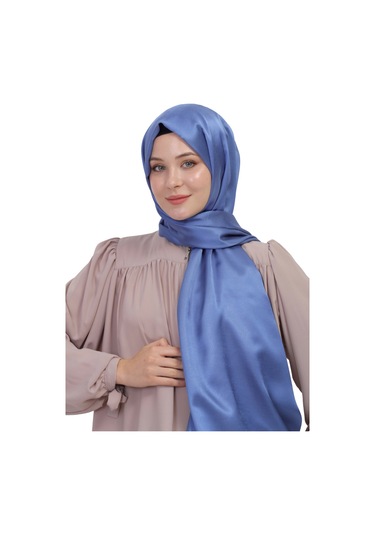 Çift Taraflı Düz Jakar Şal Parlak & Mat Dokulu, Özel Gün Şalı, Düz Renk Açık Kot