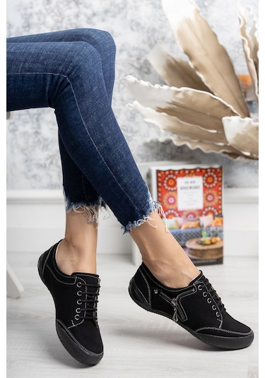 2234 Anatomik Tabanlı Kadın Günlük Spor Babet Ayakkabı Siyah