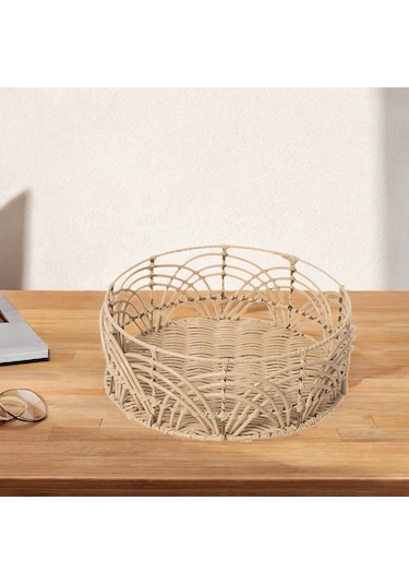 Suntek El Dokuma Rattan Sepet Çeşitli Eşyalar Meyve Ekmek M Kahverengi