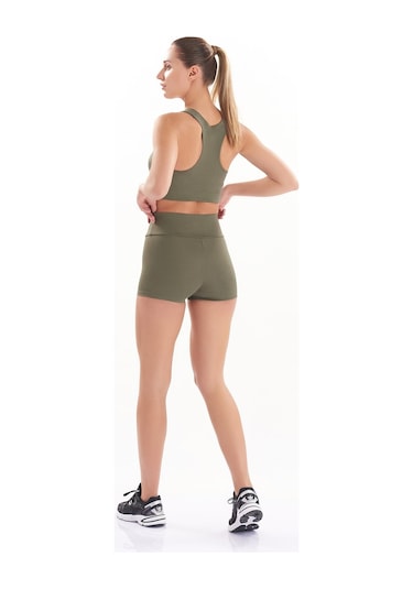 Josejuan Kadın Mini Spor Şort Tayt Yüksek Bel Sıkılaştırıcı 7400-haki Haki