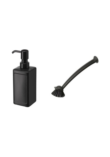Ikea Rinnig Siyah Sıvı Sabunluk Ve Bulaşık Fırçası Seti