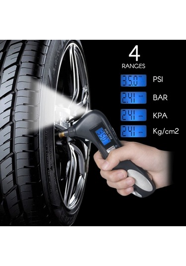 Vislone Dijital Lastik Basıncı Ölçer Dijital Lastik Şişirici Lastik Test Cihazı Siyah