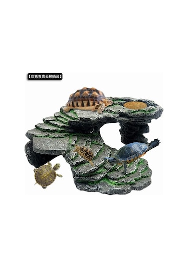 Suofeng Kahraman Kaplumbağa Güneşlenme Platformu - Sürüngenler İçin Konforlu Dinlenme Ve Saklanma Yeri, Akvaryum Dekorasyonu Reçine Malzeme