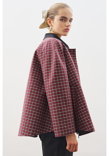 Kontrast Yakalı Trençkot Ekose Ekose