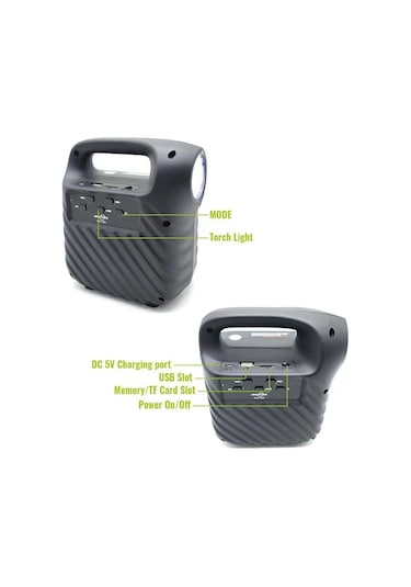 Işıklı 4" Taşınabilir Bluetooth Hoparlör El Fenerli FM Radyo