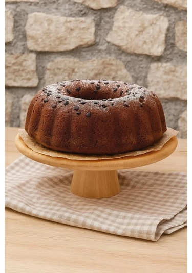 Oval Ayaklı Bambu Sunum Standı Doğal Ve Şık 24,5 5,5 Cm Sunum Tabağı 2 Parça Set Bambu