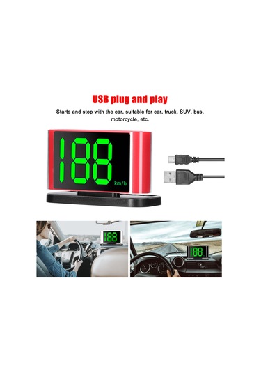 Suofeng Araç Hud Gösterge - Gps'li Dijital Hız Göstergesi, Büyük Yazılı Led Ekran 112 Karakter