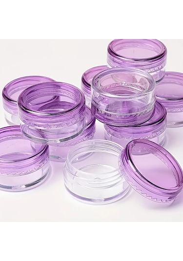 Dashanshop Mor Kapaklı 10/30lu Sızdırmaz Plastik Kozmetik Kavanoz - Krem Saklama