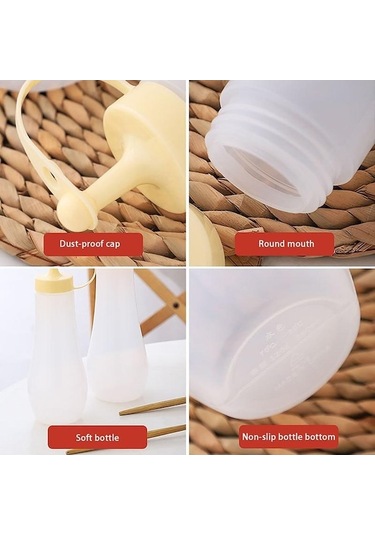 Novahub Siyah 4 Kapasiteli Çeşni Sıkma Şişeleri Baharat Sosları Zeytinyağı Şişeleri Ketçap Hardal Dispenserleri Konteyner Mutfak Aletleri 250ml Siyah