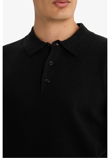 Defacto Standart Fit Polo Yaka Triko Kazak F1523ax25aubk27 Siyah Defacto Standart Fit Polo Yaka Triko Kazak F1523ax25aubk27 Siyah