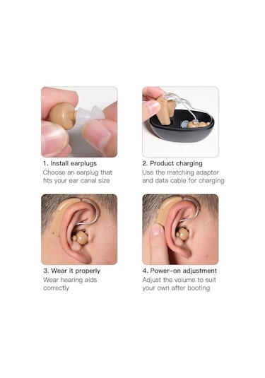 Sones Yaşlılar İçin Ses Amplifikatörü Nı Şarj Edebilir, Özellikler: Ab Fişi Ten Rengi Çift Makine + Siyah Şarj Kutusu