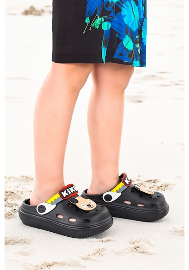 Kiko Kids Twg 755-1 Plaj Havuz Eva Kız Çocuk Terlik Siyah