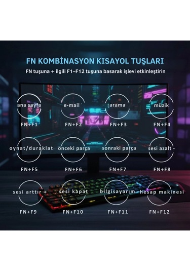 Shopytech Rgb Aydınlatmalı 104 Tuş Gaming Klavye Usb 2.0 Mekanik Tuş Hissi Fn Kısayolları