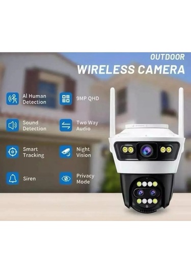 Ayarlanabilir 3 Lens 6mp 8x Zoom İç Dış Mekan Uygun Gece Görüşlü Akıllı Ip Güvenlik Kamerası