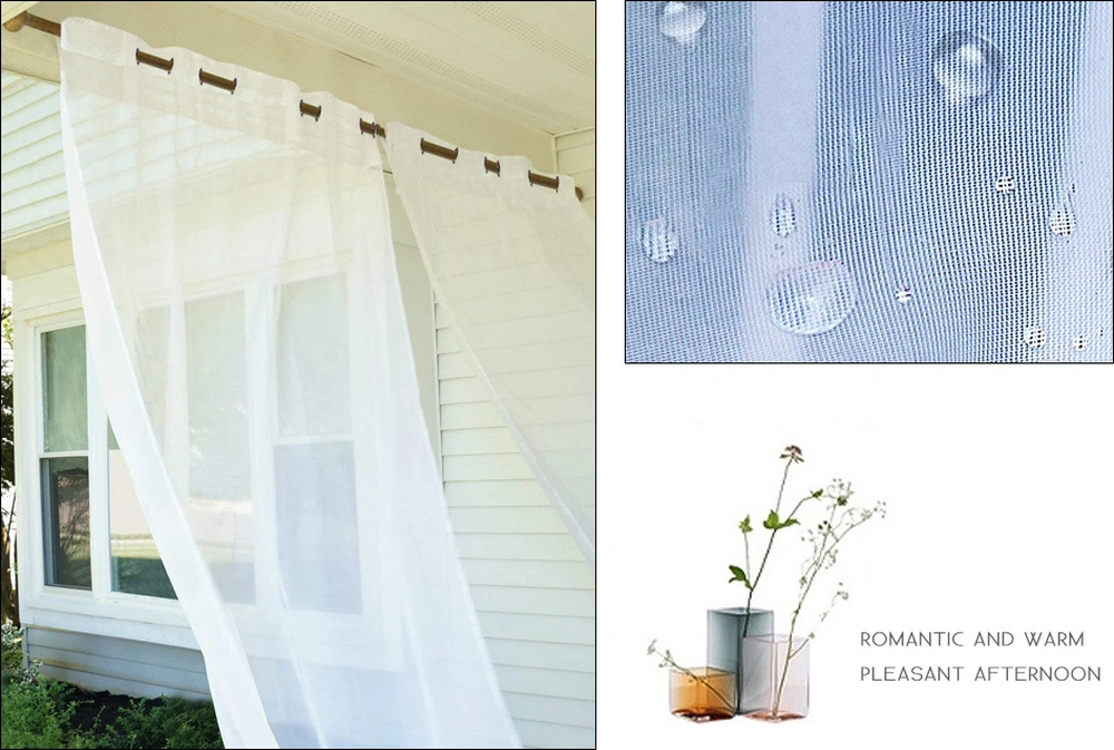 Dianziye Beyaz Tekli Perde - Poliester, Su Geçirmez & Uv Engellici, Delikli, İç/ Dış Mekan, 132x241 Cm Beyaz