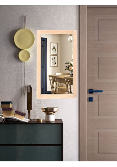 Doğal Ahşap Duvar Hol Antre Ayna Boy 64cm-en37cm Ahşap