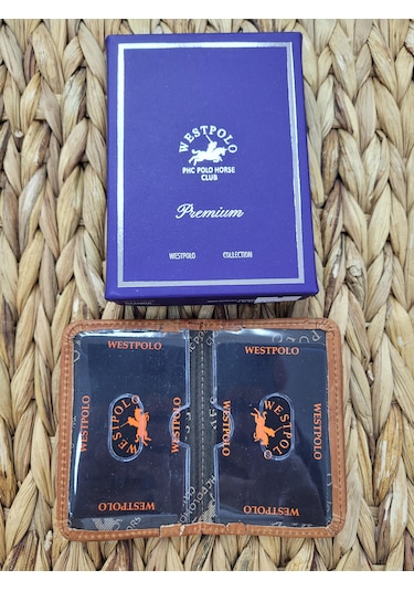 Westpolo İsme Özel 1026 Hakiki Deri Unısex Kartlık Taba