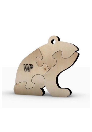 Masif Ahşap Puzzle Çocuklar İçin Boyanabilir Kurbağa Boya Setli